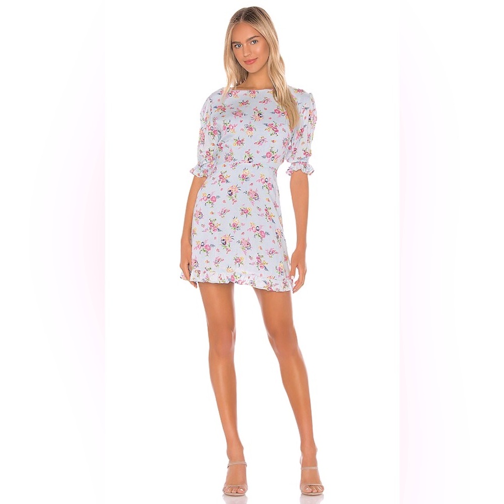 NWOT Faithfull the Brand Floral Baby Blue Florence Mini Dress Juliette 4